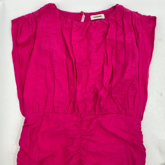 Sandro Pink Ruched Mini Dress | Women’s Size L - Picture 3 of 9